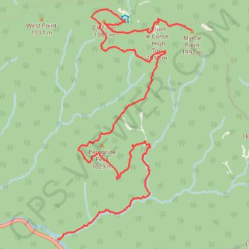 Mount LeConte, Cliff Top and Myrtle Point trail, distance, elevation, map, profile, GPS track