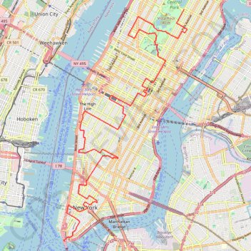 Walk in Manhattan trail, distance, elevation, map, profile, GPS track