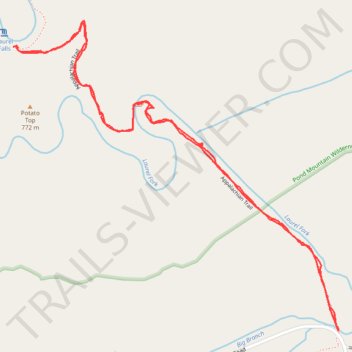 Laurel Fork Falls via Appalachian Trail trail, distance, elevation, map, profile, GPS track