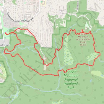 Cougar Mountain Loop Hike trail, distance, elevation, map, profile, GPS track