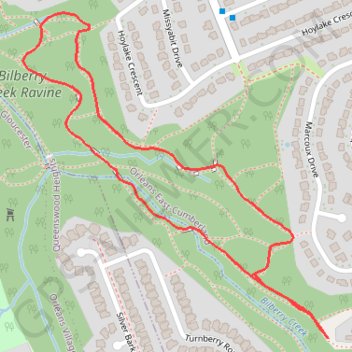 Bilberry Creek Ravine Loop trail, distance, elevation, map, profile, GPS track