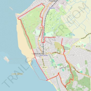 West Kirby loop trail, distance, elevation, map, profile, GPS track