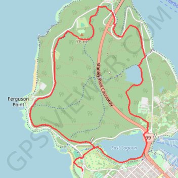Stanley Park Loop trail, distance, elevation, map, profile, GPS track