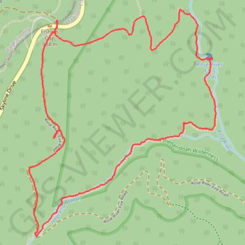 Rose River Loop Trail in Shenandoah National Park trail, distance, elevation, map, profile, GPS track