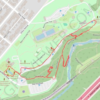 Nay Aug Park Loop trail, distance, elevation, map, profile, GPS track