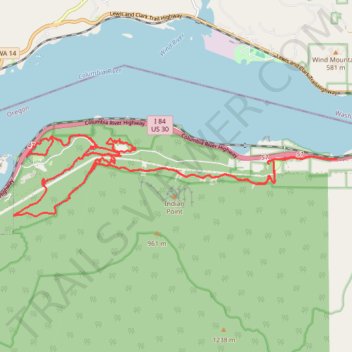 CLIMB trails network in Cascade Locks, Oregon trail, distance, elevation, map, profile, GPS track