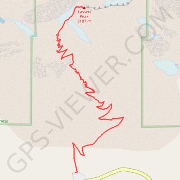 Lassen Peak Trail in Lassen Volcanic National Park trail, distance, elevation, map, profile, GPS track