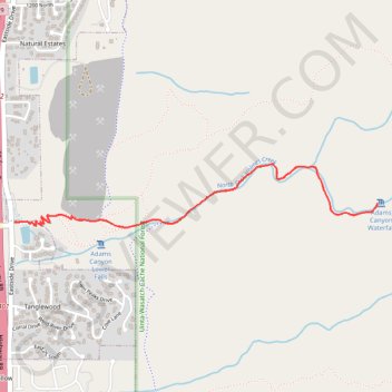 Adams Canyon Waterfall trail, distance, elevation, map, profile, GPS track
