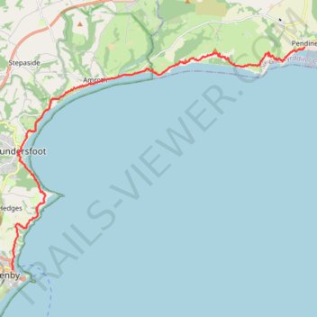 Pembrokeshire Coast National Park Pendine to Tenby trail, distance, elevation, map, profile, GPS track
