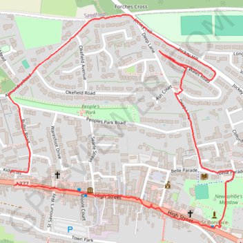 Crediton walk trail, distance, elevation, map, profile, GPS track