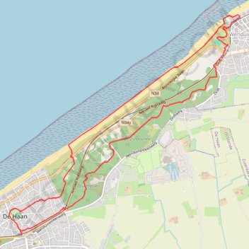 Duinbossen_dehaan trail, distance, elevation, map, profile, GPS track