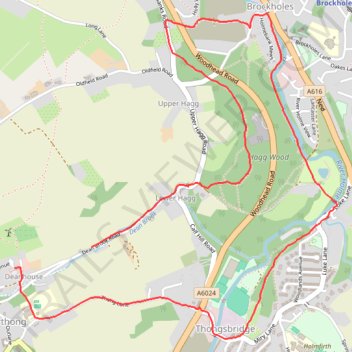 Netherthong, River Holme and Hagg Wood loop trail, distance, elevation, map, profile, GPS track