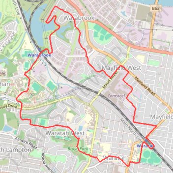 Warabrook run trail, distance, elevation, map, profile, GPS track