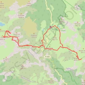 Zelengora: 4 Jezera i Vrh Bregoč trail, distance, elevation, map, profile, GPS track