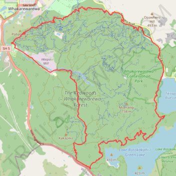 The Redwoods - Whakarewarewa Forest Mountain Biking - Forest Loop trail, distance, elevation, map, profile, GPS track