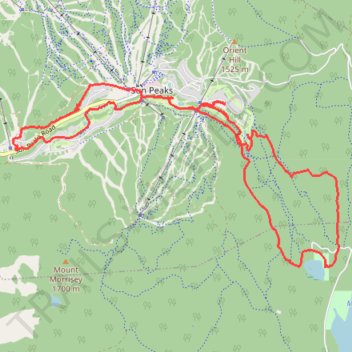 Sun Peaks Nordic Backcountry Ski Trails trail, distance, elevation, map, profile, GPS track