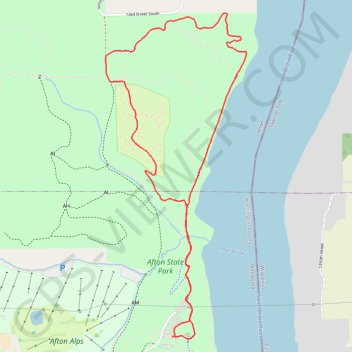 North River Loop Trail in Afton State Park trail, distance, elevation, map, profile, GPS track