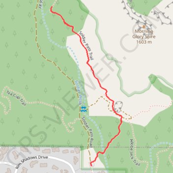 Seven Sacred Pools via Soldier Pass Trail in Coconino National Forest trail, distance, elevation, map, profile, GPS track