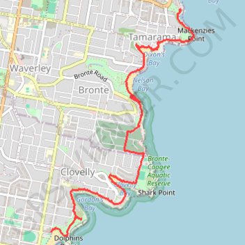 Bondi Beach - Cooge Beach trail, distance, elevation, map, profile, GPS track