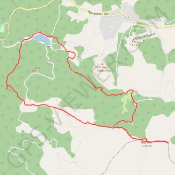 Goč Veliki Ljukten-Mali ljukten kruzna trail, distance, elevation, map, profile, GPS track