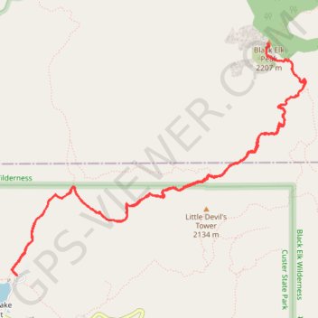 Black Elk Peak Trail in Black Hills National Forest trail, distance, elevation, map, profile, GPS track