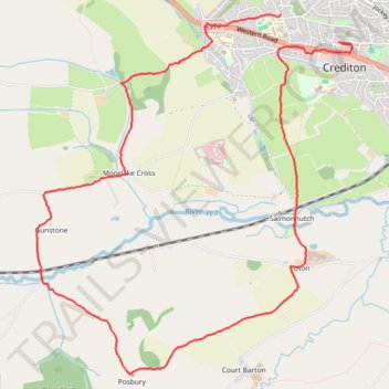 Posbury Hill Loop from Crediton trail, distance, elevation, map, profile, GPS track