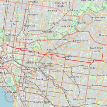 Box Hill - University of Melbourne trail, distance, elevation, map, profile, GPS track