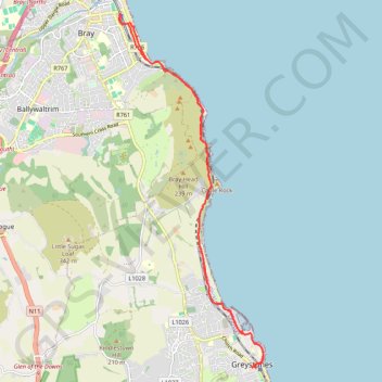 Bray - Greystones trail, distance, elevation, map, profile, GPS track