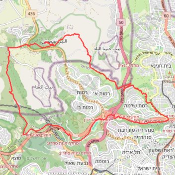 North West Jerusalem trail running trail, distance, elevation, map, profile, GPS track