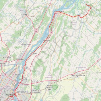 Pierreville - Leclercville trail, distance, elevation, map, profile, GPS track