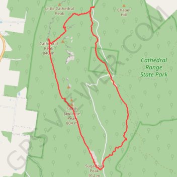 Cathedral Range State Park trail, distance, elevation, map, profile, GPS track