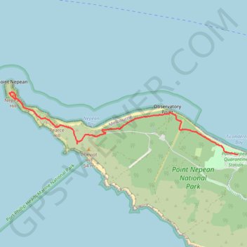 Coles Track - Cheviot Hill - Fort Nepean trail, distance, elevation, map, profile, GPS track