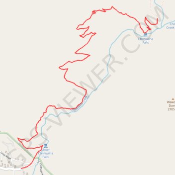 Chilnualna Falls trail, distance, elevation, map, profile, GPS track
