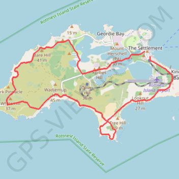 Rottnest Island Loop trail, distance, elevation, map, profile, GPS track