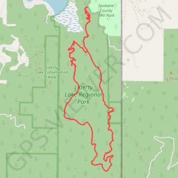 Liberty Lake Loop via Zephyr Connecter trail, distance, elevation, map, profile, GPS track