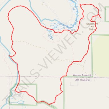 Loop hike at Deadmans Hill via Jordan Valley Pathway in Mackinaw State Forest trail, distance, elevation, map, profile, GPS track
