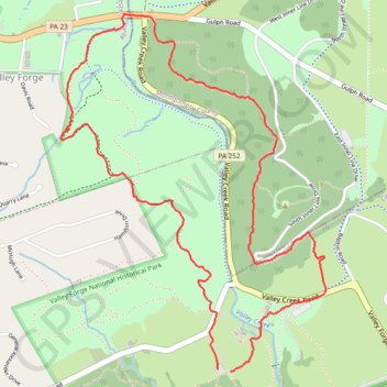 Mount Joy Trail, Horse-Shoe Trail and Mount Misery Trail Loop in Valley Forge National Historical Park trail, distance, elevation, map, profile, GPS track