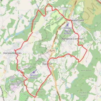 Loop Walk - Danehill, Chelwood Gate, Birchgrove, Horsted Keynes trail, distance, elevation, map, profile, GPS track