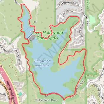 Lake Hollywood Loop trail, distance, elevation, map, profile, GPS track