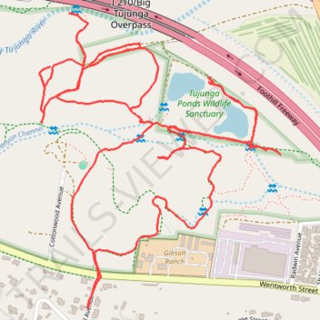 Big Tujunga Wash and Tujunga Ponds trail, distance, elevation, map, profile, GPS track