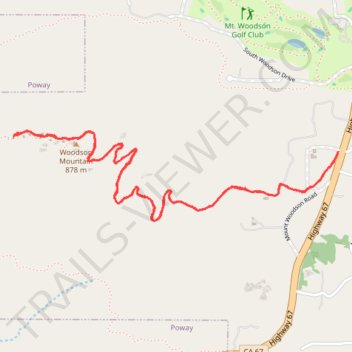 Woodson Mountain and Potato Chip Rock Trail trail, distance, elevation, map, profile, GPS track