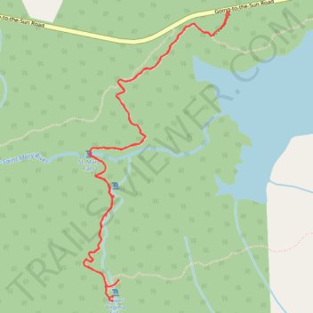 Virginia Falls and St. Mary Falls in Glacier National Park trail, distance, elevation, map, profile, GPS track