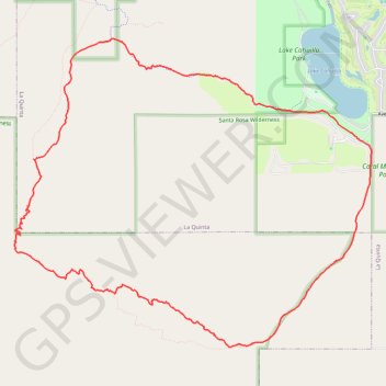 Lake Cahuilla to Cove Oasis Loop trail, distance, elevation, map, profile, GPS track