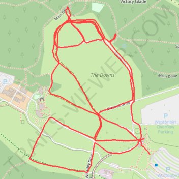 Westonbirt Downs trail, distance, elevation, map, profile, GPS track