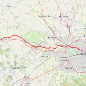 Royal canal way trail, distance, elevation, map, profile, GPS track
