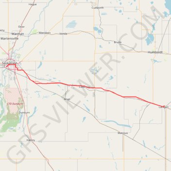 Saskatoon - Lanigan trail, distance, elevation, map, profile, GPS track