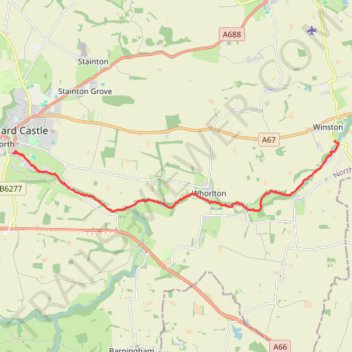 River Tees Kayak trail, distance, elevation, map, profile, GPS track