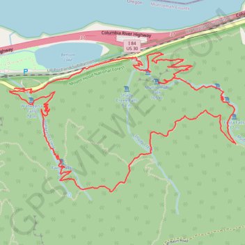 Wahkeena Trail and Larch Mountain Trail Loop via Wahkeena Falls and Multnomah Falls in Columbia River Gorge National Scenic Area trail, distance, elevation, map, profile, GPS track