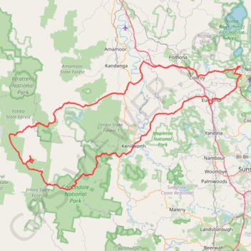 Imbil Jimna Kenilworth loop trail, distance, elevation, map, profile, GPS track
