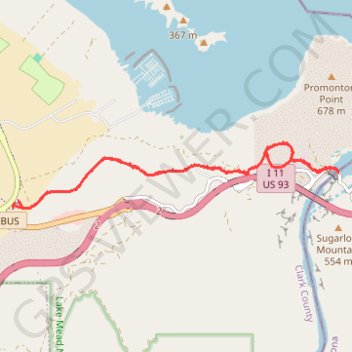 Railroad Tunnel Trail to Lakeview Overlook and Hoover Dam in Lake Mead National Recreation Area trail, distance, elevation, map, profile, GPS track